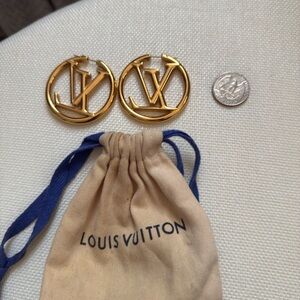 Louis Vuitton Gold Logo Earrings
